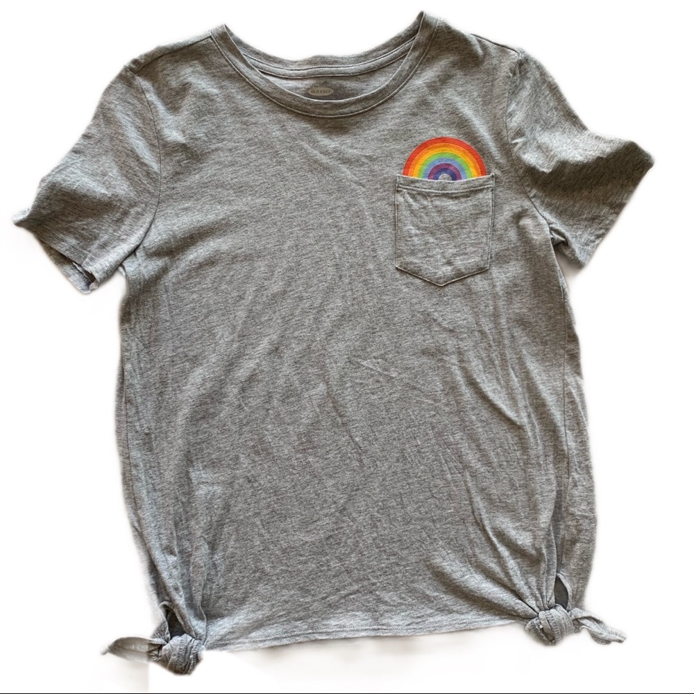 Old Navy Girl’s Short Sleeve Gray Rainbow T-Shirt